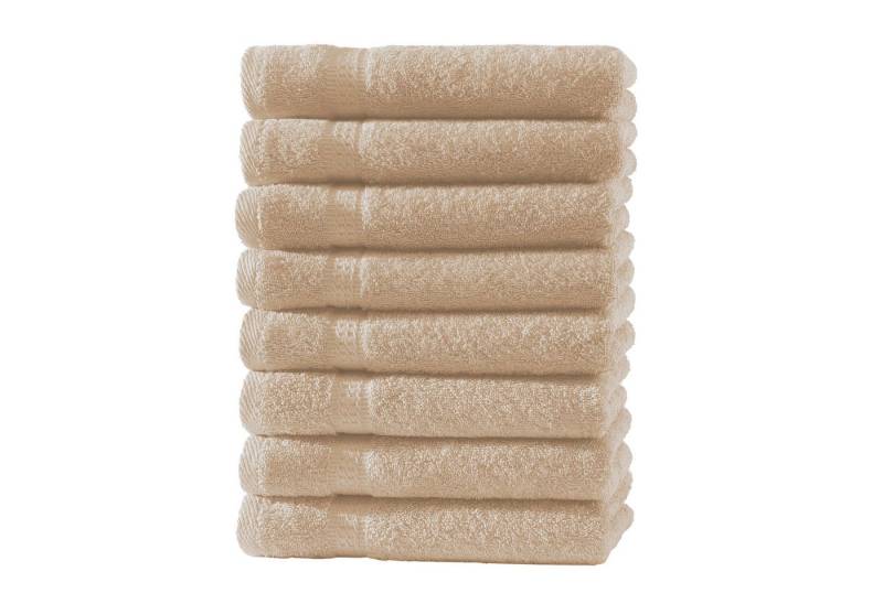 Devior Gästehandtücher 8er Set 30x50 – Weiche Baumwoll Gästehandtücher mit Bordüre, saugstark, 100% Baumwolle (Spar-Set), schnelltrocknend, ideal fürs Gästebad & kleine Handtuchhalter von Devior