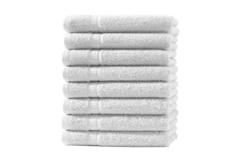 Devior Gästehandtücher 8er Set 30x50 – Weiche Baumwoll Gästehandtücher mit Bordüre, saugstark, 100% Baumwolle (Spar-Set), schnelltrocknend, ideal fürs Gästebad & kleine Handtuchhalter von Devior