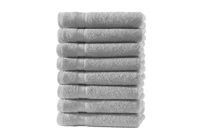 Devior Gästehandtücher 8er Set 30x50 – Weiche Baumwoll Gästehandtücher mit Bordüre, saugstark, 100% Baumwolle (Spar-Set), schnelltrocknend, ideal fürs Gästebad & kleine Handtuchhalter von Devior