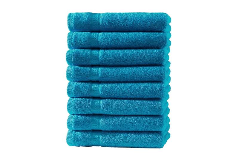 Devior Gästehandtücher 8er Set 30x50 – Weiche Baumwoll Gästehandtücher mit Bordüre, saugstark, 100% Baumwolle (Spar-Set), schnelltrocknend, ideal fürs Gästebad & kleine Handtuchhalter von Devior