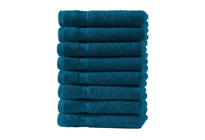 Devior Gästehandtücher 8er Set 30x50 – Weiche Baumwoll Gästehandtücher mit Bordüre, saugstark, 100% Baumwolle (Spar-Set), schnelltrocknend, ideal fürs Gästebad & kleine Handtuchhalter von Devior