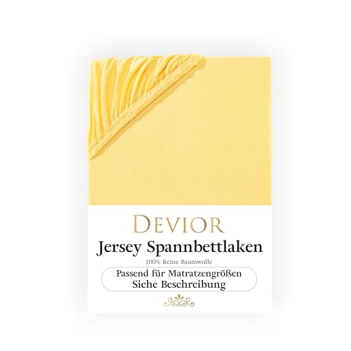 Devior Jersey Spannbettlaken 90x200cm - 100x200cm gelb | Bettlaken 100% Baumwolle | bis 22cm Matratzenhöhe Gummizug | Oeko-TEX Made in Green | Spannbetttücher Leintuch Matratzen Bezug 90 x 200 Devior Jersey Spannbettlaken 90x200cm - 100x200cm gelb | Bettlaken 100% Baumwolle | bis 22cm Matratzenhöhe Gummizug | Oeko-TEX Made in Green | Spannbetttücher Leintuch Matratzen Bezug 90 x 200 von Devior