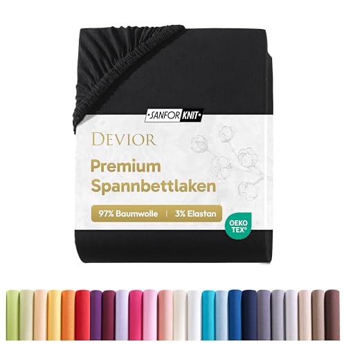 Devior Premium Spannbettlaken 90x200cm - 100x200cm, 100% Baumwolle, Matratzenhöhe bis 22cm, Schwarz – 190 g/m² Anti-Statisches, atmungsaktives Bettlaken mit Einlaufschutz, Matratzenbezug Schwarz Devior Premium Spannbettlaken 90x200cm - 100x200cm, 100% Baumwolle, Matratzenhöhe bis 22cm, Schwarz – 190 g/m² Anti-Statisches, atmungsaktives Bettlaken mit Einlaufschutz, Matratzenbezug Schwarz von Devior