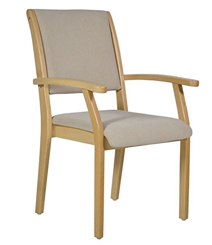 DEVITA - Seniorenstuhl Pflegestuhl Kerry - Verschiedene Sitzhöhen wählbar von 43 cm bis 55 cm (49 cm Sitzhöhe, Holz: Buche hell - Bezug: 144 Microfaser Sand) von Devita