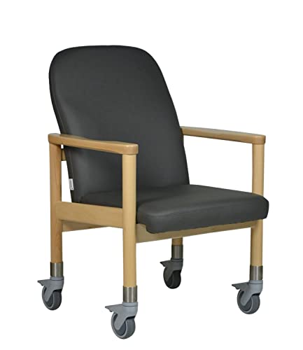 Devita - Pflegestuhl Trippelstuhl Seniorenstuhl LÜBECK Kunstleder Fango - Sitzhöhe: 55cm mit großen Rollen bis 120 kg und Schiebegriff von Devita