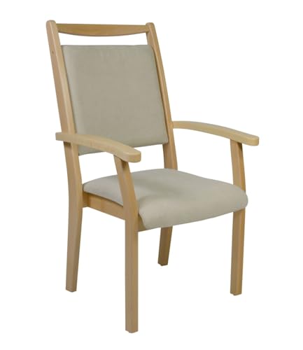 Devita Stuhl für Senioren Kerry mit Rückengriff Verschiedene Sitzhöhen Holzfarbe: Buche hell - Dekor: DB14 Microfaser Sand - Sitzhöhe: 46 cm Standard von Devita