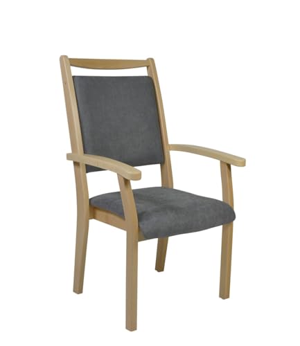 Devita Stuhl für Senioren Kerry mit Rückengriff Verschiedene Sitzhöhen Holzfarbe: Buche hell - Dekor: DB36 Microfaser Taube - Sitzhöhe: 46 cm Standard von Devita