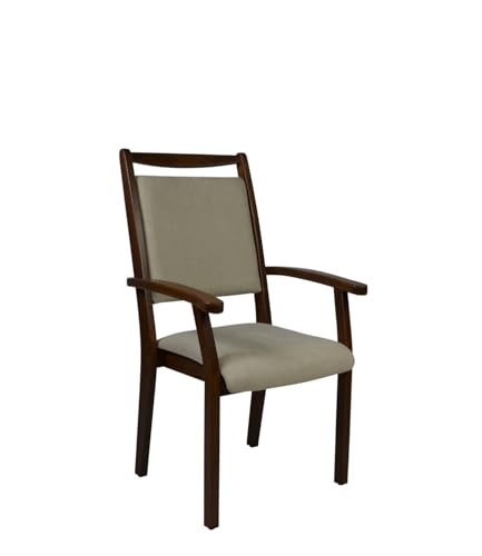 Devita Stuhl für Senioren Kerry mit Rückengriff Verschiedene Sitzhöhen Holzfarbe: Buche dunkel - Dekor: DB14 Microfaser Sand - Sitzhöhe: 55 cm von Devita