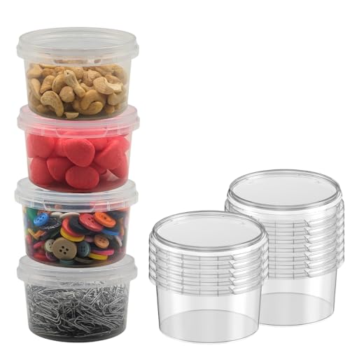 15x Frischhaltedose mit Deckel 240 ml kleine Gefrierdosen rund Ø 9,5 cm Feinkostbecher von Devitre