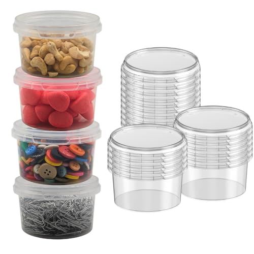 25x Frischhaltedose mit Deckel 240 ml Gefrierbehälter rund Ø 9,5 cm Feinkostbecher von Devitre