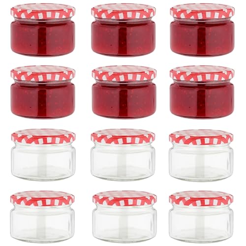 Devitre 12er Set Marmeladengläser 250 ml Einmachgläser mit Deckel und Aufklebern von Devitre