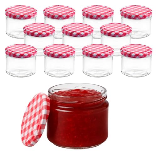 Devitre 12er Set Marmeladengläser 330 ml Einmachgläser mit Deckel und Etiketten von Devitre