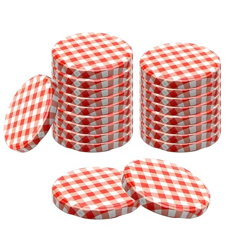 Devitre 20 Twist-Off Deckel 82 mm TO82 Ersatzdeckel rot-weiß Ø 85 mm für Gläser mit Mündung 71-72 mm von Devitre