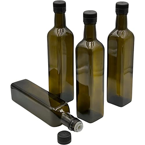 Devitre 4x Ölflasche 500 ml braune Glasflasche mit Aussgießer und Etiketten von Devitre