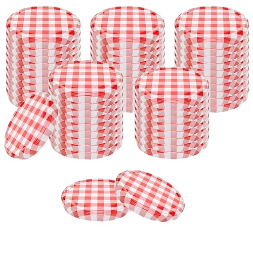 Devitre 50 Twist-Off Deckel 66 mm TO66 Ersatzdeckel rot-weiß Ø 69 mm für Gläser mit TO 66 Mündung (56-57 mm) von Devitre