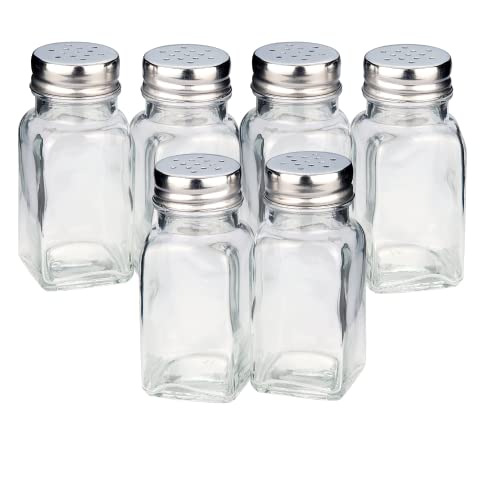 Devitre 6er Set Salz- & Pfefferstreuer Glas/Edelstahl - Gewürzstreuer Gastro-Set mit Etiketten von Devitre