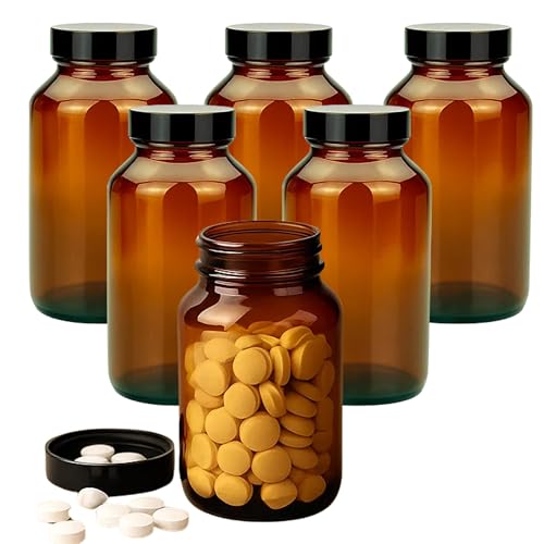 Devitre 6x braune Glasdose 250 ml – Tablettenglas mit Schraubdeckel von Devitre