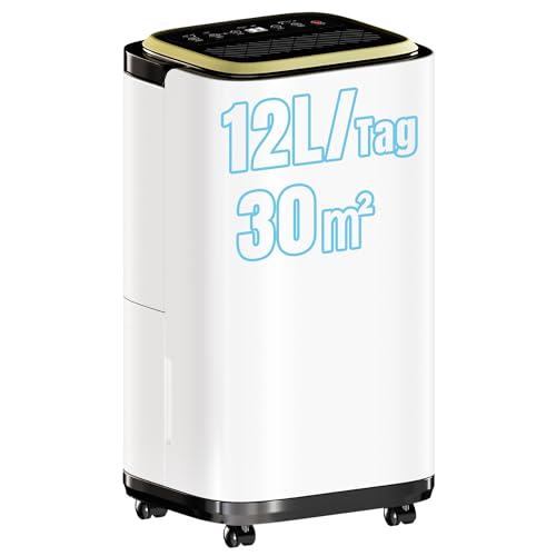 Devoko 12l Luftentfeuchter elektrisch, Entfeuchter Elektrisch mit Feuchtigkeitssensor, Raumentfeuchter elektrisch mit Feuchtigkeitssensor 2,2l Wassertank, 24H Timer, für Wohnung, Keller von Devoko