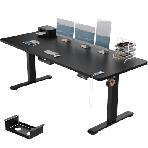 Devoko Elektrisch Höhenverstellbarer Schreibtisch 200x80 cm, 3 Memory-Handsteuerung mit USB, Schreibtisch Höhenverstellbar mit Anti-Kollision-System，Sitz-Stehpult für Büro，Schwarz von Devoko