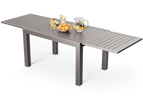 Devoko Esstisch Ausziehbar，130 x 80 x 75 Gartentisch Ausziehbar, Tisch Ausziehbar, Aluminium Balkon Ausziehtisc, Gartentisch Wetterfest,ausziehbar auf 270cm, Verstellbare Fußstütze (Schokoladenbraun) von Devoko