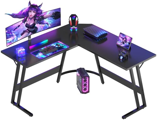 Devoko Gaming Tisch, Computertisch,Eckschreibtisch,Schreibtisch L Form,Gaming Schreibtisch L-förmiger,Groß Pc Ecktisch (Kohlefaser Schwarz, 120x120cm) von Devoko