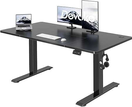 Devoko Höhenverstellbarer Schreibtisch, Elektrischer Schreibtisch Höhenverstellbar Tisch, Steh-Sitz Bürotisch, Computertisch mit Memory-Funktion, Stehpult, Standing Desk, Bürotisch,120 x 60 cm,Schwarz von Devoko