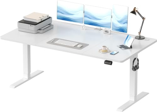 Devoko Höhenverstellbarer Schreibtisch, Elektrischer Schreibtisch Höhenverstellbar Tisch, Steh-Sitz Bürotisch, Computertisch mit Memory-Funktion, Stehpult, Standing Desk, Bürotisch,180 x 80 cm,Weiß von Devoko