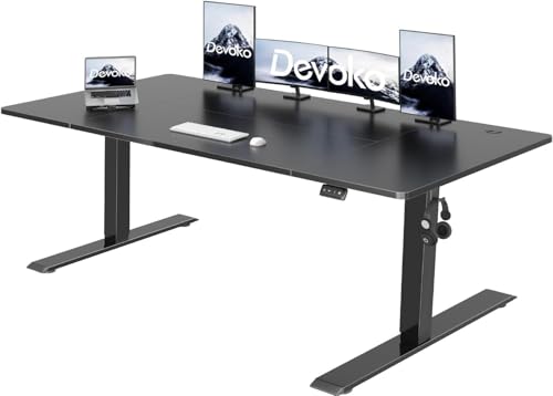 Devoko Höhenverstellbarer Schreibtisch, Elektrischer Schreibtisch Höhenverstellbar Tisch, Steh-Sitz Bürotisch, Computertisch mit Memory-Funktion, Stehpult, Standing Desk, Bürotisch,180 x 80 cm,Schwarz von Devoko
