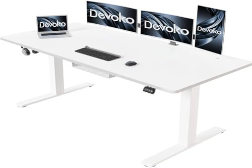 Devoko Höhenverstellbarer Schreibtisch 180 x 80 cm, mit Kabelablage, Höhenverstellbarer Stabiler Stehschreibtisch, Computertisch mit 2 Speicherfunktionen, Ergonomischer Sitz-Steh-Schreibtisch (weiß) Devoko Höhenverstellbarer Schreibtisch 180 x 80 cm, mit Kabelablage, Höhenverstellbarer Stabiler Stehschreibtisch, Computertisch mit 2 Speicherfunktionen, Ergonomischer Sitz-Steh-Schreibtisch (weiß) von Devoko