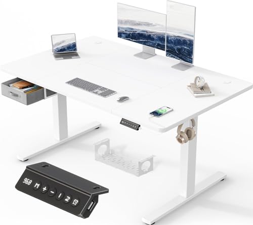 Devoko Höhenverstellbarer Schreibtisch Elektrischer, 140x80cm, Schreibtisch mit Schubladen, USB-A Ladeanschluss, Computertisch mit Kabel Management Tray, Standing Desk mit 3 Memory Funktion Weiß Devoko Höhenverstellbarer Schreibtisch Elektrischer, 140x80cm, Schreibtisch mit Schubladen, USB-A Ladeanschluss, Computertisch mit Kabel Management Tray, Standing Desk mit 3 Memory Funktion Weiß von Devoko