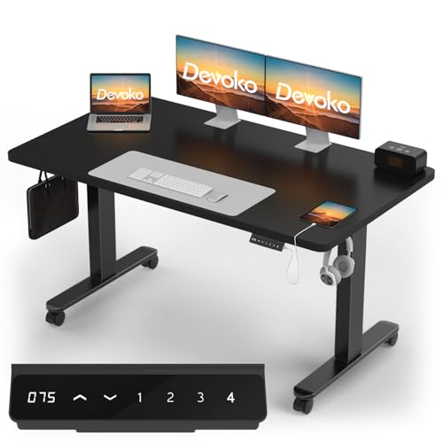 Devoko Höhenverstellbarer Schreibtisch mit 2 Motoren,25mm Einteilige Tischplatte, 140x70 cm Mobiler Elektrisch Computertisch mit Kabel Management, Schwarz - Perfekte Ergonomie für Dein Büro Devoko Höhenverstellbarer Schreibtisch mit 2 Motoren,25mm Einteilige Tischplatte, 140x70 cm Mobiler Elektrisch Computertisch mit Kabel Management, Schwarz - Perfekte Ergonomie für Dein Büro von Devoko