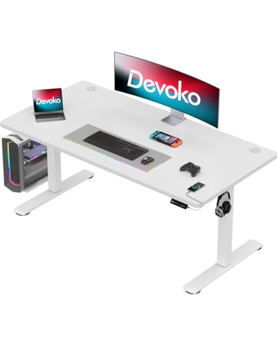 Devoko Höhenverstellbarer Schreibtisch mit USB-Buchse Schreibtisch Höhenverstellbar Elektrisch Steh-Sitz Verstellbarer Computertisch Stehpult Bürotisch Adjustable Desk,140x60cm,Weiß Devoko Höhenverstellbarer Schreibtisch mit USB-Buchse Schreibtisch Höhenverstellbar Elektrisch Steh-Sitz Verstellbarer Computertisch Stehpult Bürotisch Adjustable Desk,140x60cm,Weiß von Devoko
