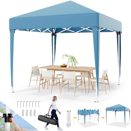 Devoko Pavillon,Pavillon 2x2 Wasserdicht Stabil Winterfest 3-fache Höhenverstellung,Faltpavillon UV Schutz 50+,Pavillon Faltbar,Pavillion mit Tragetasche,Für Garten Outdoor Camping,Blau von Devoko
