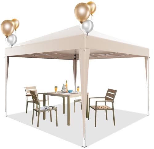 Devoko Pavillon Wasserfest 3x3m Wasserdicht Stabil | Faltpavillon Faltbar Gartenzelt | Pop up Faltbar Partyzelt UV Schutz 50+ | Höhenverstellbar | Metall-Verstrebungen für Camping(Beige) von Devoko