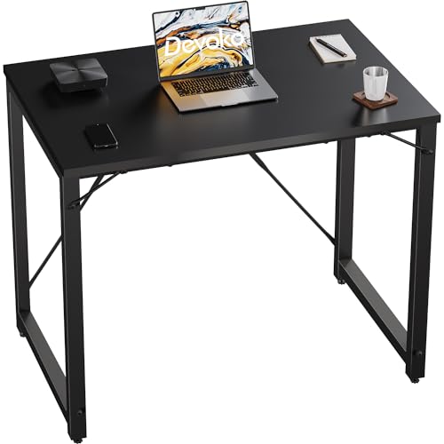 Devoko Schreibtisch Kleiner Tisch Computertisch, 80 x 50 x 75 cm Bürotisch für Arbeitszimmer, Study Table, Industrie-Design Desk, Computertisch Klein für Home, Office, Schwarz von Devoko