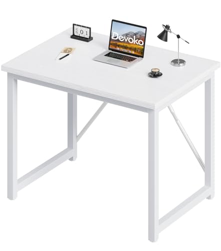Devoko Schreibtisch Kleiner Tisch Computertisch, 80 x 60 x 75 cm Bürotisch für Arbeitszimmer, Study Table, Industrie-Design Desk, Computertisch Klein für Home, Office, Weißer von Devoko