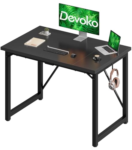 Devoko Schreibtisch Tisch Computertisch, 100 x 50 x 75 cm Laptop-Schreibtisch, Schwarz von Devoko