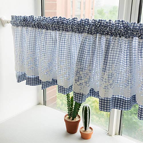 Devola Amerikanische Pastorale Vorhänge Plaid Kurzgardine Blumenmuster Stickerei Scheibengardine Halbtransparente Bistrogardine mit Spitze Romantisch Cáfe Gardine Kurzstore BxH 150x45cm Blau 1er Pack Devola Amerikanische Pastorale Vorhänge Plaid Kurzgardine Blumenmuster Stickerei Scheibengardine Halbtransparente Bistrogardine mit Spitze Romantisch Cáfe Gardine Kurzstore BxH 150x45cm Blau 1er Pack von Devola