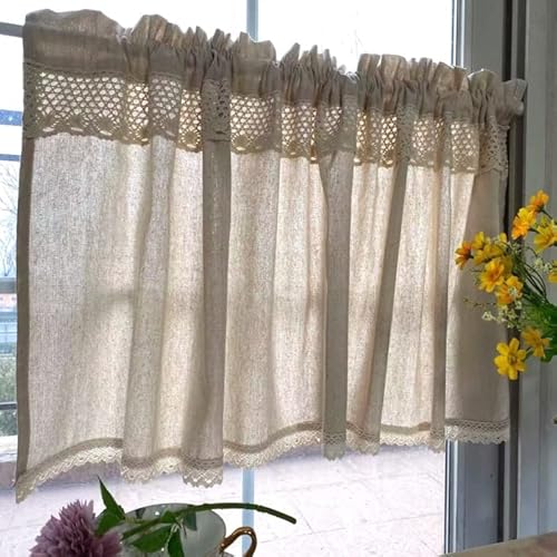 Devola Amerikanische Retro-Kurzgardine Unifarbig Leinenoptik Scheibengardine Halbtransparente Bistrogardine mit Häkelspitze Privatsphäre Fenstervorhang Cáfe Gardine BxH 140x50cm Beige 1er Pack Devola Amerikanische Retro-Kurzgardine Unifarbig Leinenoptik Scheibengardine Halbtransparente Bistrogardine mit Häkelspitze Privatsphäre Fenstervorhang Cáfe Gardine BxH 140x50cm Beige 1er Pack von Devola