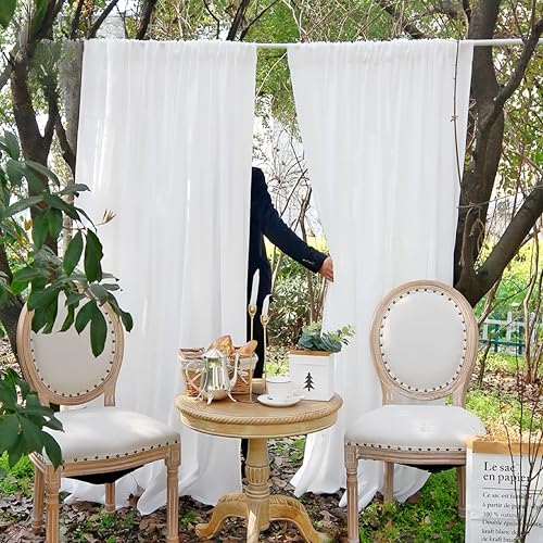 Devola Gardine Halbtransparent Weiß Küchenvorhänge Modern Fenstergardine Einfach Gardinen Schals Scheibengardinen Lang für Fenster und Balkontür HxB 120x150cm 1 Stück von Devola