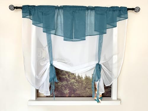 Devola Kleinfenster Raffrollo Kuvert Gardinen Voile Raffgardinen Bändchenrollo mit Stangendurchzug Küchenvorhang Transparent Modern Fertiggardinen Wohnzimmer HxB 140x100cm Blau 1 Stück Devola Kleinfenster Raffrollo Kuvert Gardinen Voile Raffgardinen Bändchenrollo mit Stangendurchzug Küchenvorhang Transparent Modern Fertiggardinen Wohnzimmer HxB 140x100cm Blau 1 Stück von Devola