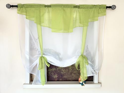 Devola Kleinfenster Raffrollo Kuvert Gardinen Voile Raffgardinen Bändchenrollo mit Stangendurchzug Küchenvorhang Transparent Modern Fertiggardinen Wohnzimmer HxB 140x100cm Grün 1 Stück Devola Kleinfenster Raffrollo Kuvert Gardinen Voile Raffgardinen Bändchenrollo mit Stangendurchzug Küchenvorhang Transparent Modern Fertiggardinen Wohnzimmer HxB 140x100cm Grün 1 Stück von Devola