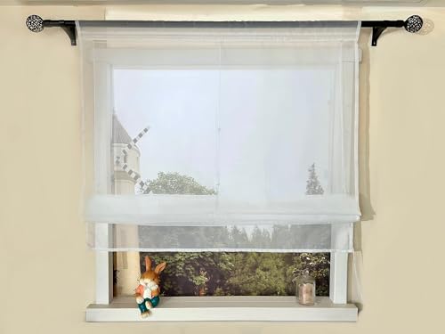 Devola Raffrollo Einfarbig Voile Raffgardinen Küchengardinen Transparent Bändchenrollo mit Tunnelzug Fertiggardinen Moder HxB 140x80cm Weiß 1 Stück Devola Raffrollo Einfarbig Voile Raffgardinen Küchengardinen Transparent Bändchenrollo mit Tunnelzug Fertiggardinen Moder HxB 140x80cm Weiß 1 Stück von Devola