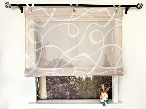 Devola Raffrollo Ohne Bohren Raffgardine Halbtransparent Raffrollo mit Wellenmuster Küchenvorhang Fenster Modern Vorhänge mit Druck Fenstergardinen Rollo HxB 130x60cm Sand 1 Stück Devola Raffrollo Ohne Bohren Raffgardine Halbtransparent Raffrollo mit Wellenmuster Küchenvorhang Fenster Modern Vorhänge mit Druck Fenstergardinen Rollo HxB 130x60cm Sand 1 Stück von Devola