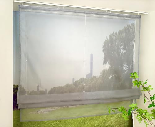 Devola Raffrollo Transparent mit Klettband Raffgardinen Modern Wohnzimmer Gardinen Einfarbig Bändchenrollo Landhaus Voile Vorhang Kurz HxB 140x80cm Hellgrau 1 Stück Devola Raffrollo Transparent mit Klettband Raffgardinen Modern Wohnzimmer Gardinen Einfarbig Bändchenrollo Landhaus Voile Vorhang Kurz HxB 140x80cm Hellgrau 1 Stück von Devola
