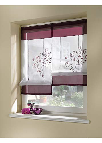 Devola Raffrollo Transparente Voile Raffgardinen Blumenmuster Stickerei Gardine mit Tunnelzug Rollo Moderne Gardine Dekoration Vorhänge BxH 100x140cm Violett 1er Pack Devola Raffrollo Transparente Voile Raffgardinen Blumenmuster Stickerei Gardine mit Tunnelzug Rollo Moderne Gardine Dekoration Vorhänge BxH 100x140cm Violett 1er Pack von Devola