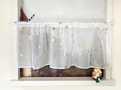 Devola Scheibengardine Voile Gardine mit Glanzdruck Bistrogardine Modern Transparent Kurzgardinen mit Stangendurchzug Küchengardinen Kurz Kleines Fenstervorhang HxB 45x90cm Gold 1 Stück Devola Scheibengardine Voile Gardine mit Glanzdruck Bistrogardine Modern Transparent Kurzgardinen mit Stangendurchzug Küchengardinen Kurz Kleines Fenstervorhang HxB 45x90cm Gold 1 Stück von Devola