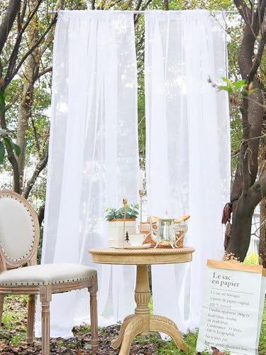Devola Scheibengardine Weiß Transparent Einfarbige Vorhänge Fertiggardinen Wohnzimmer Küchengardine Modern Fenstergardinen Lang Balkon Gardinen HxB 150x130cm 1 Stück von Devola