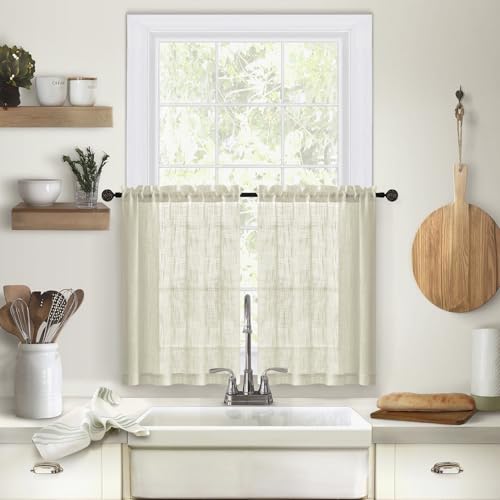Devola Scheibengardinen Leinenoptik Kurz Küchengardinen Modern 2er Set Kleines Fenstergardinen Bistrogardine Halbtransparent Gardinen Schals Kurz HxB 78x63.5cm Beiged 2 Stück Devola Scheibengardinen Leinenoptik Kurz Küchengardinen Modern 2er Set Kleines Fenstergardinen Bistrogardine Halbtransparent Gardinen Schals Kurz HxB 78x63.5cm Beiged 2 Stück von Devola