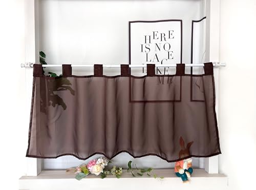Devola Scheibengardinen Voile Kurzgardine mit Schlaufen Modern Bistrogardine Transparent Fenstervorhang Kurz Gardine Einfarbig Fenstergardinen Küche HxB 60x100cm Braun 1 Stück Devola Scheibengardinen Voile Kurzgardine mit Schlaufen Modern Bistrogardine Transparent Fenstervorhang Kurz Gardine Einfarbig Fenstergardinen Küche HxB 60x100cm Braun 1 Stück von Devola